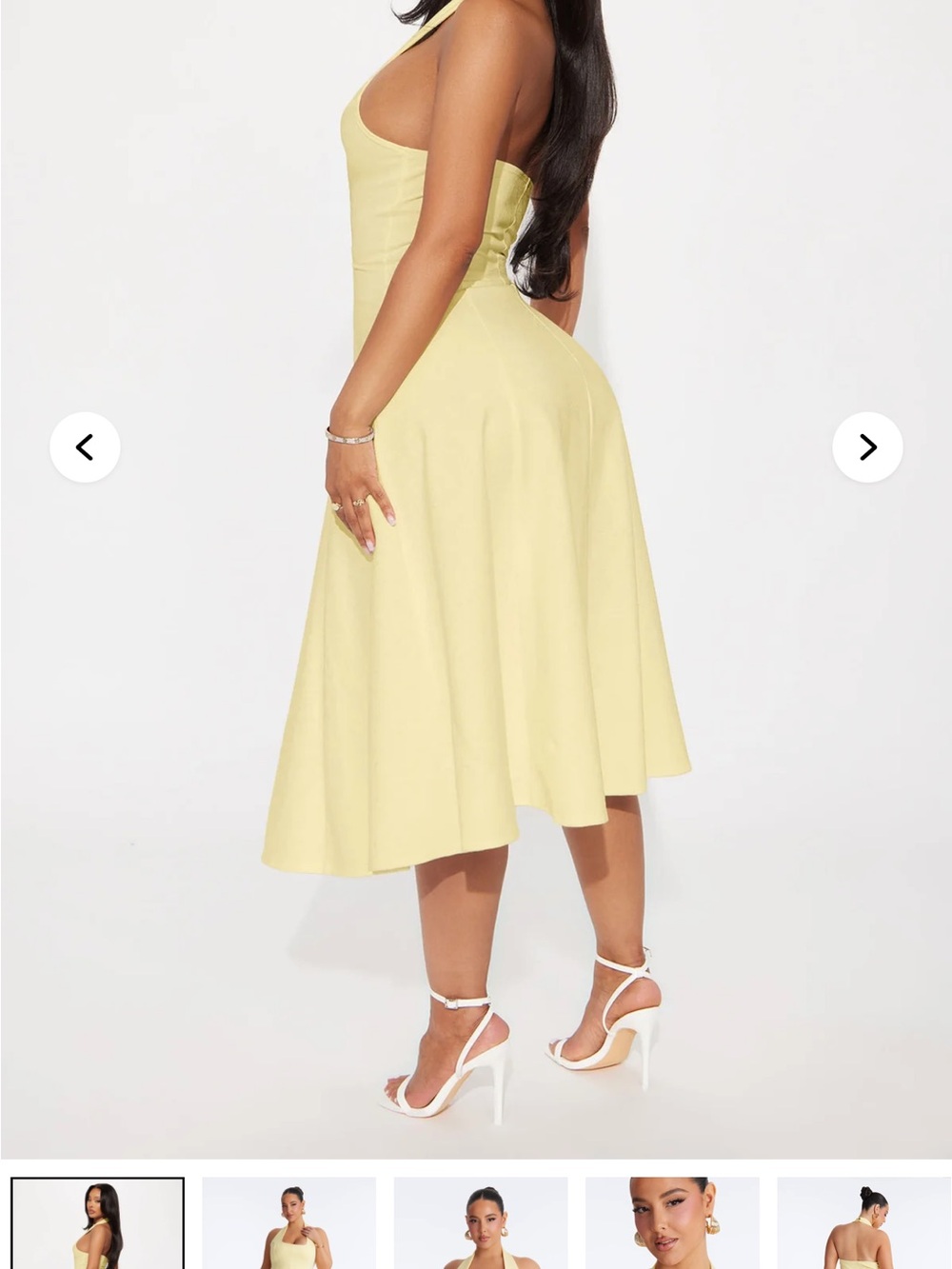 Fashion Nova Pale Yellow Midi Skirt - Flared A-Line